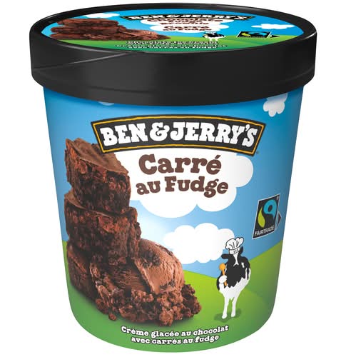 Ben & Jerry'S Crème Glacée Carré Au Fudge 473 Ml / Ben & Jerry's Ice Cream Chocolate Fudge Brownie Fairtrade Ingredients 473 ml