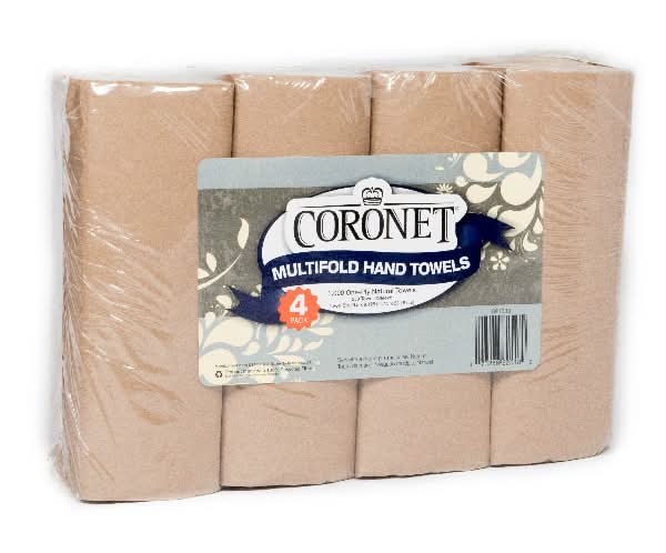 Coronet Multifold Hand Towel, 9.5 Inch X 9.125 Inch, Brown (4 ct)