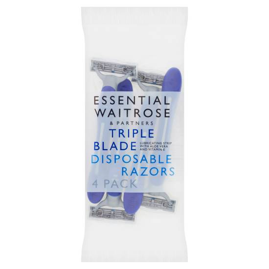 Waitrose Essential Triple Blade Disposable Razors (4ct)