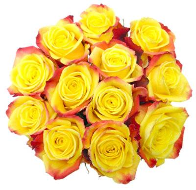 Yellow Orange Rose Bouquet 12 Stem - Each