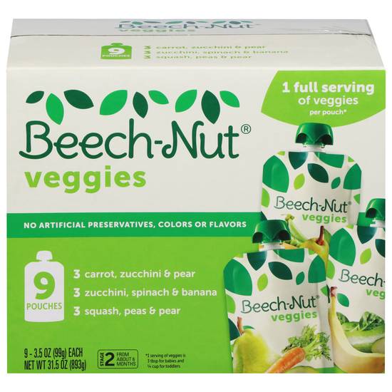 Beech-Nut Stage 2 Veggies Pouches Variety pack (9 x 3.5 oz)