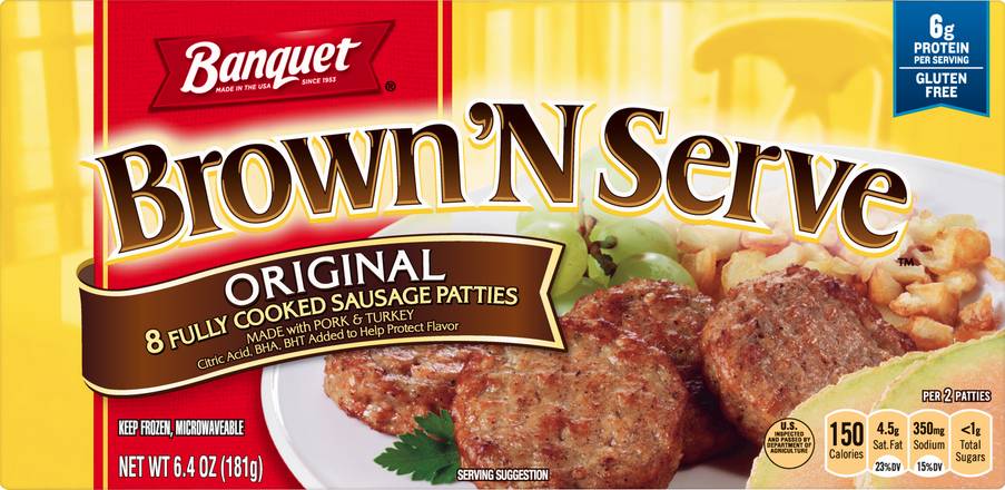 Banquet Brown 'N Serve Fully Cooked Sausage Patties