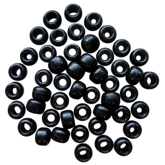 Creatology Opaque Pony Beads, 6mm x 9mm, Black (580 ct)