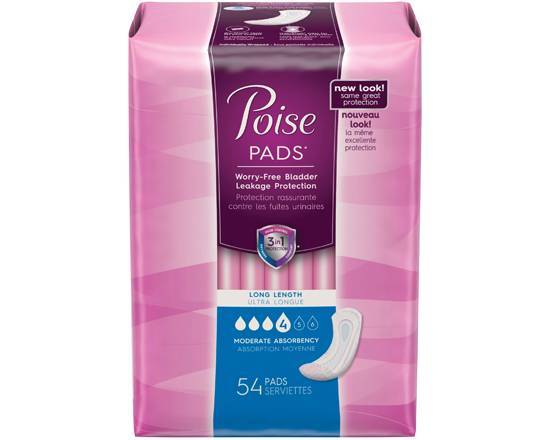 POISE MODERATE LONG PADS 54 PK