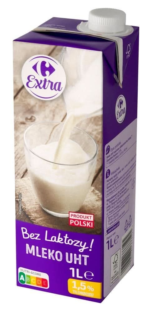 Carrefour Extra Mleko UHT bez laktozy 1,5 % 1 l