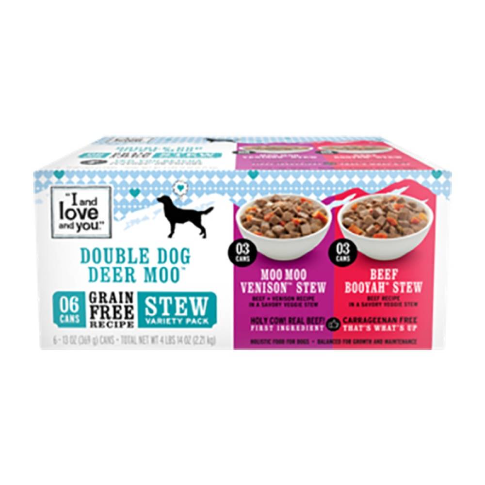 I and love and you Wet Dog Food, Double Dog Deer Moo Variety Pack, 6 ct (13 oz)