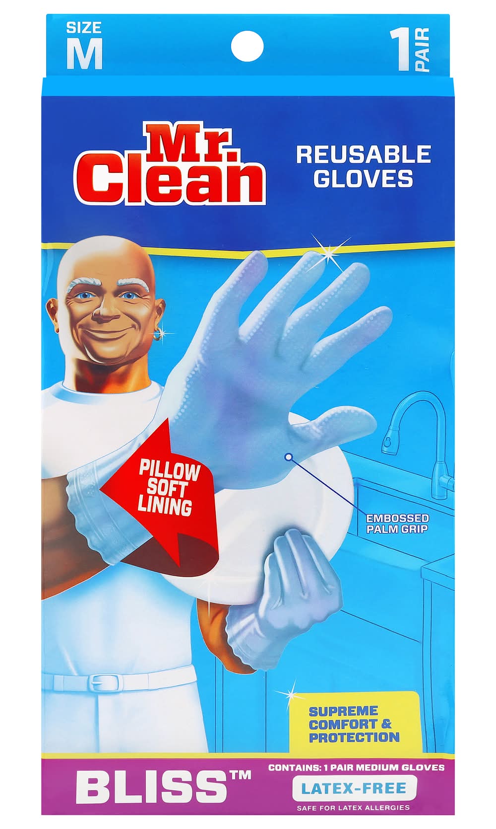 Mr. Clean Bliss Latex-Free Gloves Medium Size (3.7 oz)