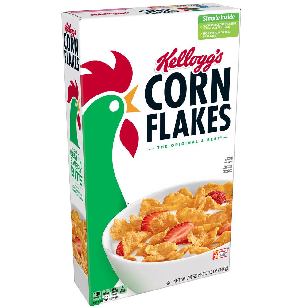 Kellogg's Corn Flakes Breakfast Cereal Original Fat Free Food (12 oz)