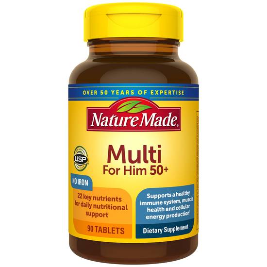 Nature Made Men's Multivitamin 50+ Tablets with No Iron, 90 CT