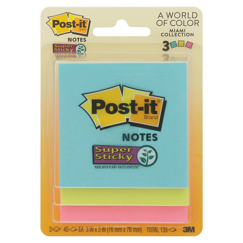 Post-It Plant Based Super Sticky Notes, 3 IN X 3 IN (3 ct)