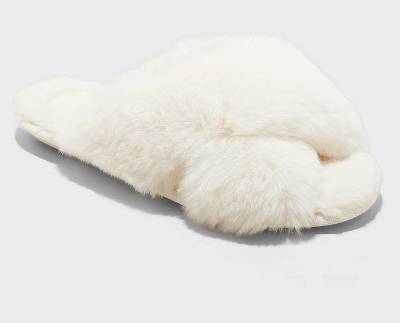 Auden Womens Paris Crossband Slide Slippers, M, Cream