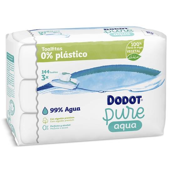 Toallitas Para Bebés Aqua Pure 0% Plástico Dodot Pack (3 X 48 unidades))