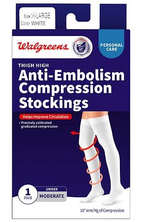 Walgreens Anti-Embolism Compression Stockings, White