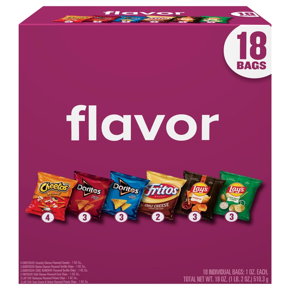 Frito-Lay Flavor Snack Mix Chips, Assorted (18 x 1 oz)