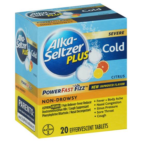 Alka-Seltzer Plus Severe Non-Drowsy Cold Powerfast Fizz Citrus Tablets (20 ct)