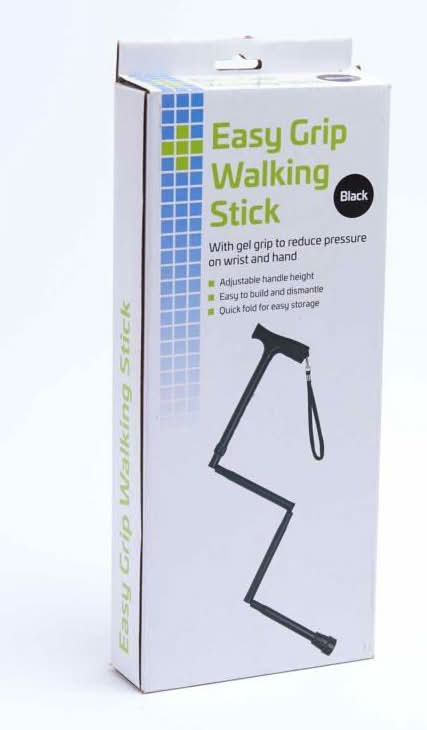 Crest Black, Easy Grip Folding Walking Stick With Gel Handle
