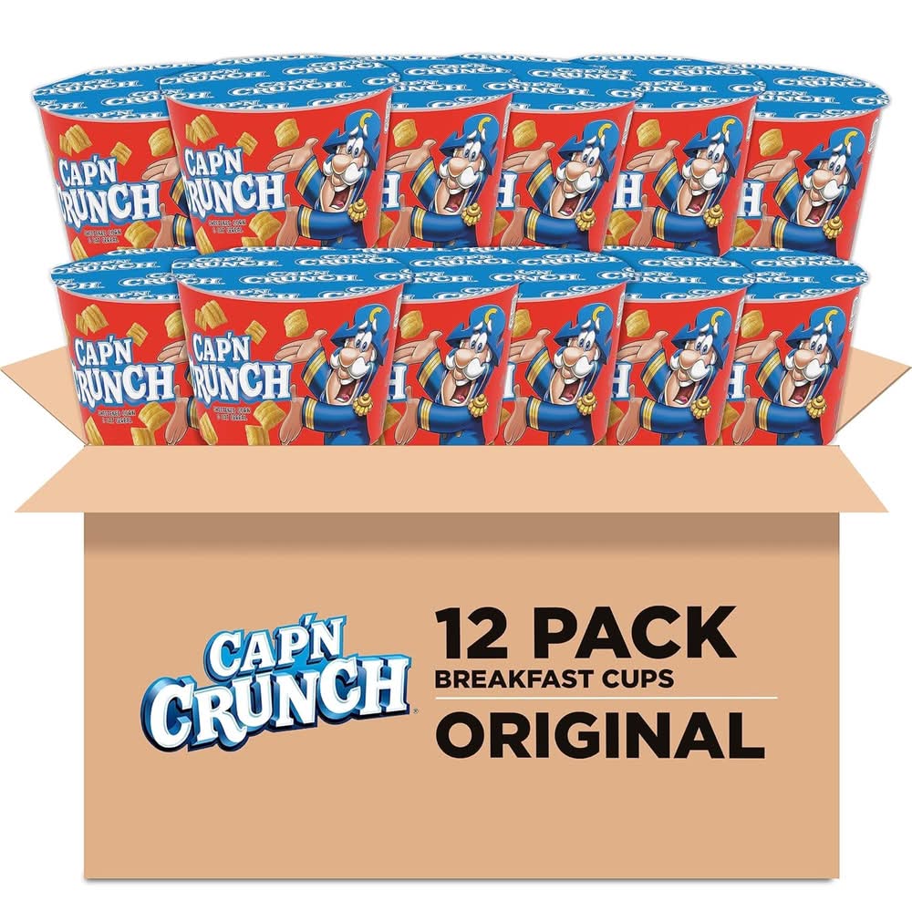 Cap'n Crunch Regular Sweetened Cereal, Corn & Oat (1.51 oz, 12 ct)