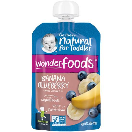 Gerber Banana Blueberry Toddler Food, 3.5 oz Pouch