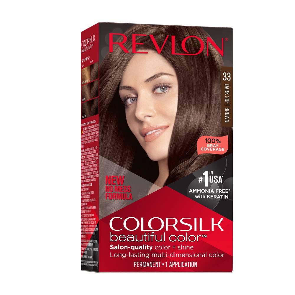 Revlon Colorsilk Beautiful Color Permanent Hair Color, 033 Dark Soft Brown