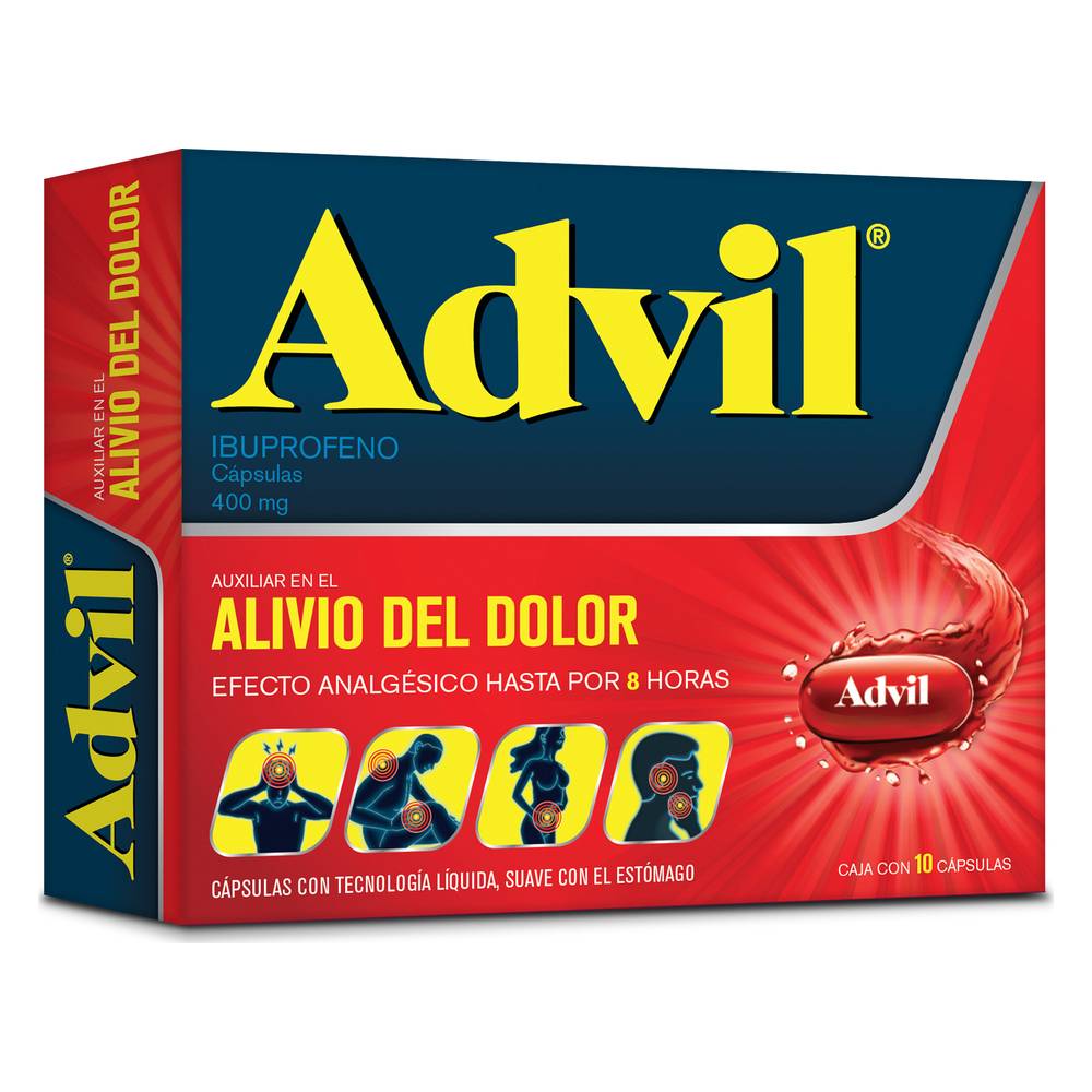 Advil ibuprofeno cápsulas 400 mg (10 un)