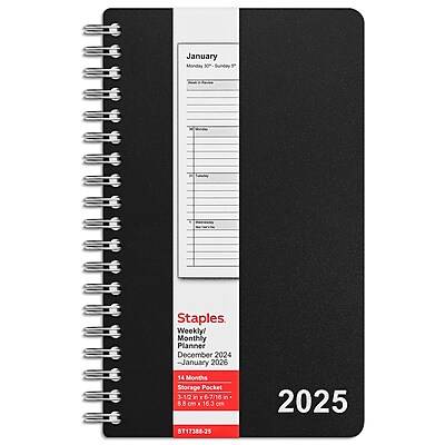 Staples 2025 Weekly & Monthly Planner, Black