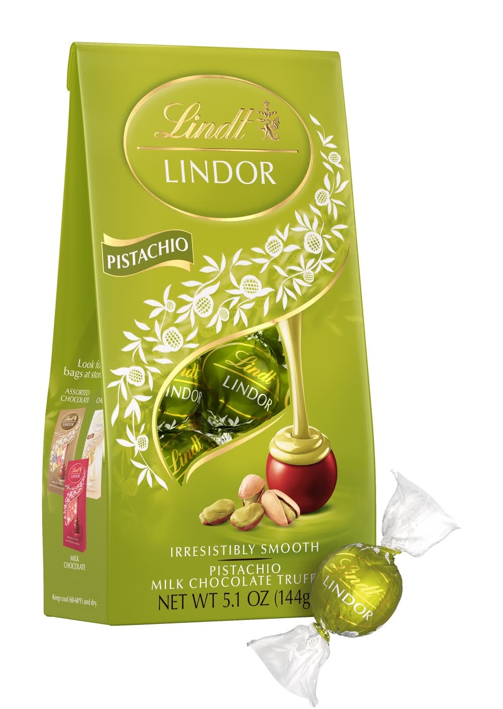Lindt Lindor Milk Chocolate Truffles, Pistachio (5.1 oz)