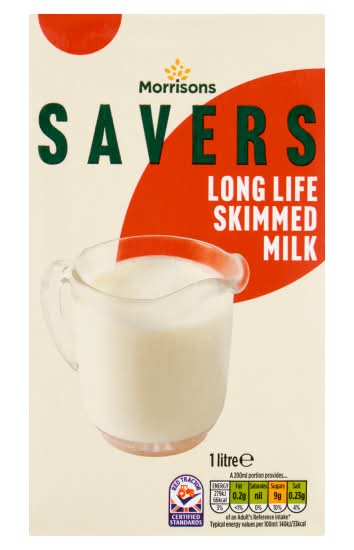 Morrisons Savers Long Life Skimmed Milk (1L)
