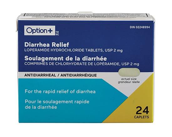 Option+ Diarrhea Relief Loperamide Hydrochloride Tablets (24 ct)