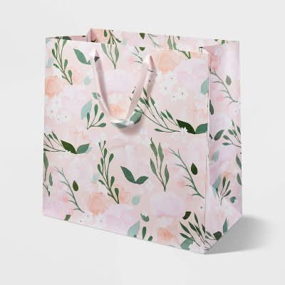 Spritz Pink Floral Wedding Gift Bag, XL