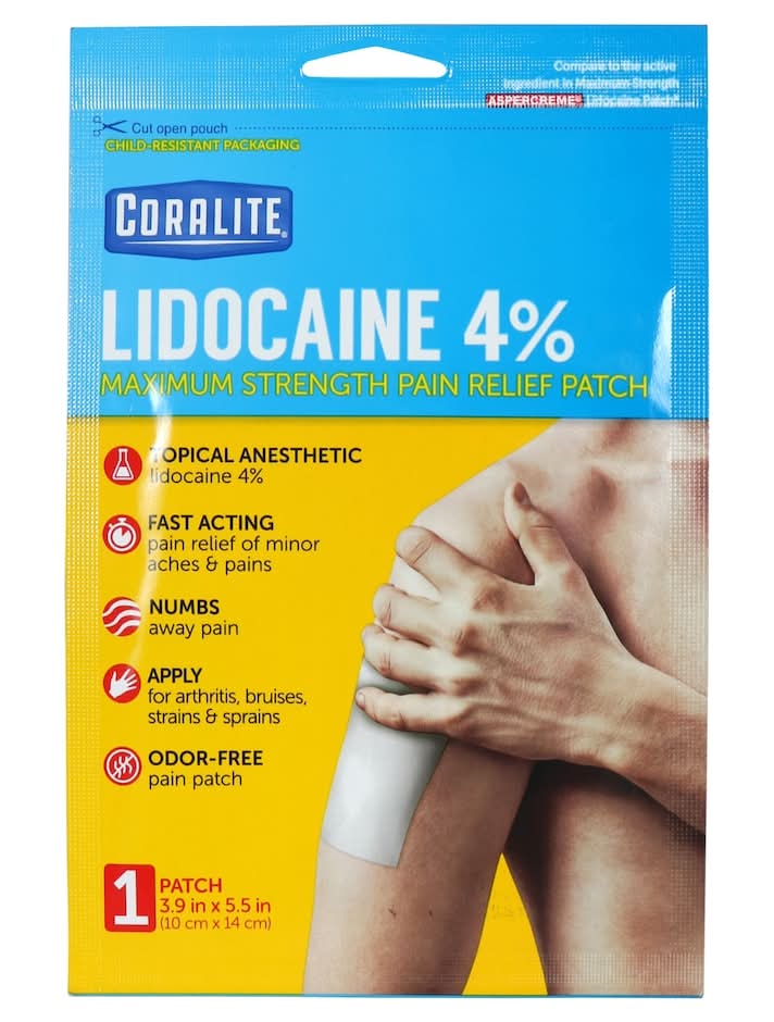 Coralite Lidocaine 4% Maximum-Strength Pain Relief Pouch, 3.9x5.5 in (24 ct)