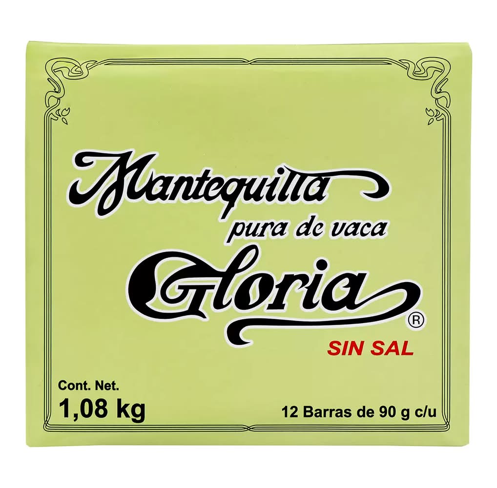 Glória · Mantequilla sin sal (12 x 90 g)