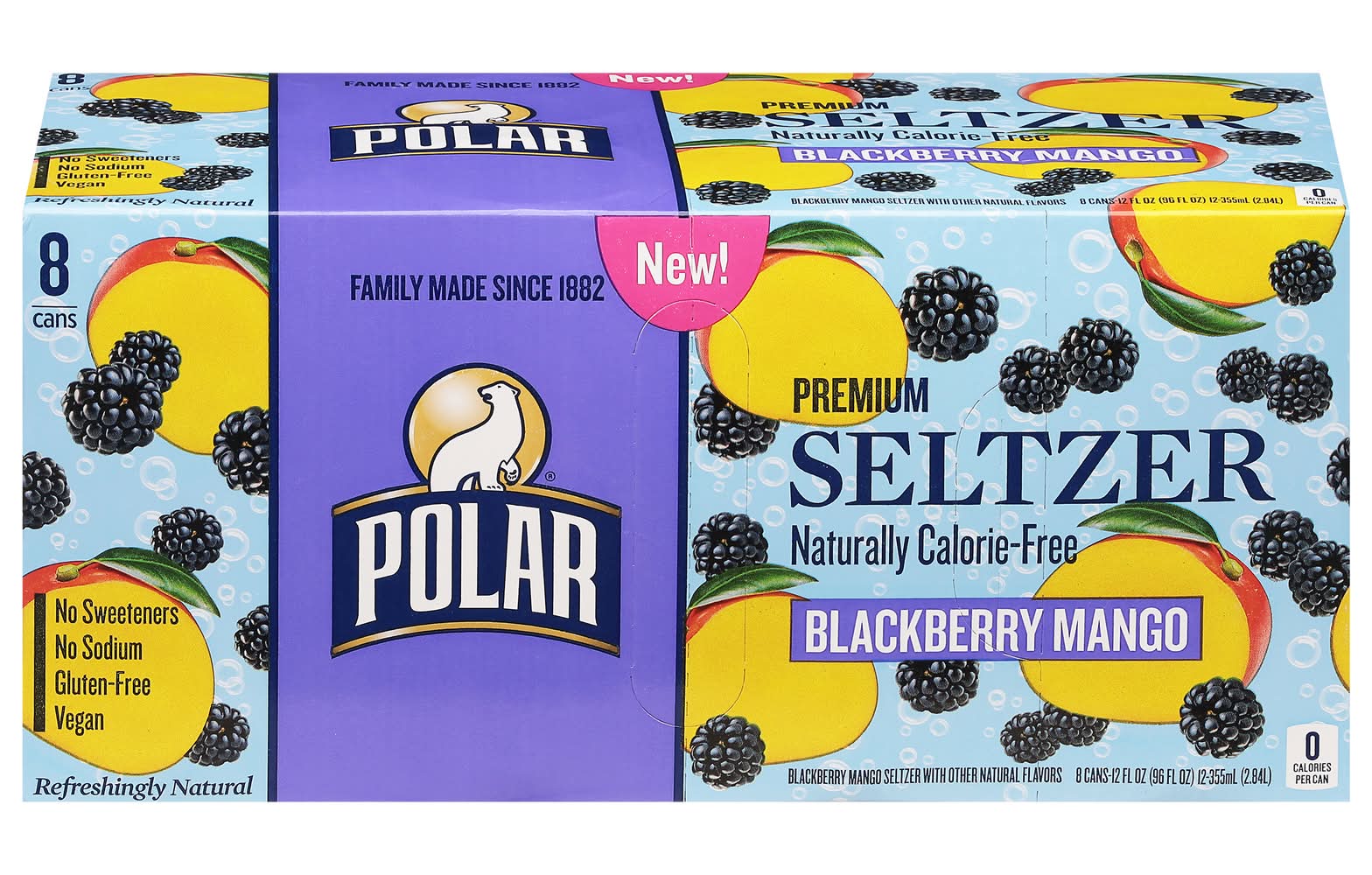 Polar Premium Seltzer, Blackberry Mango (8 x 12 fl oz)