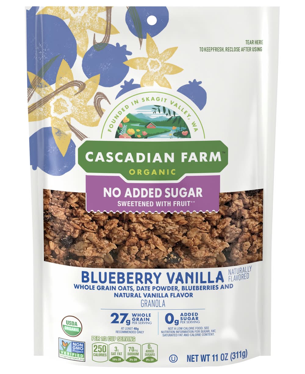 Cascadian Farm Organic No Added Sugar Granola, Blueberry-Vanilla (11 oz)