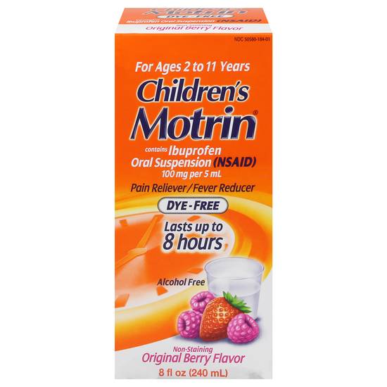 Children's Motrin Oral Suspension 100mg Ibuprofen Berry Flavor Pain Reliver Age 2 To 11