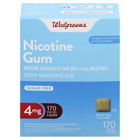 Walgreens Nicotine Gum Sugar Free 4mg Original (170 ct)