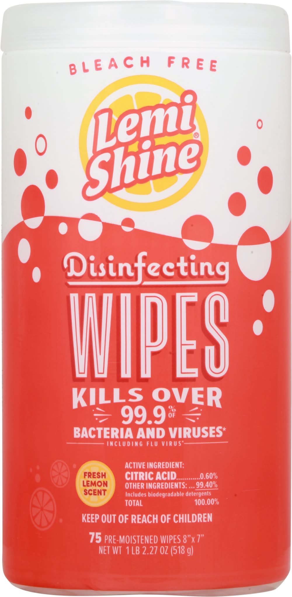 Lemi Shine Bleach Free Disinfecting Wipes (7.1 oz)