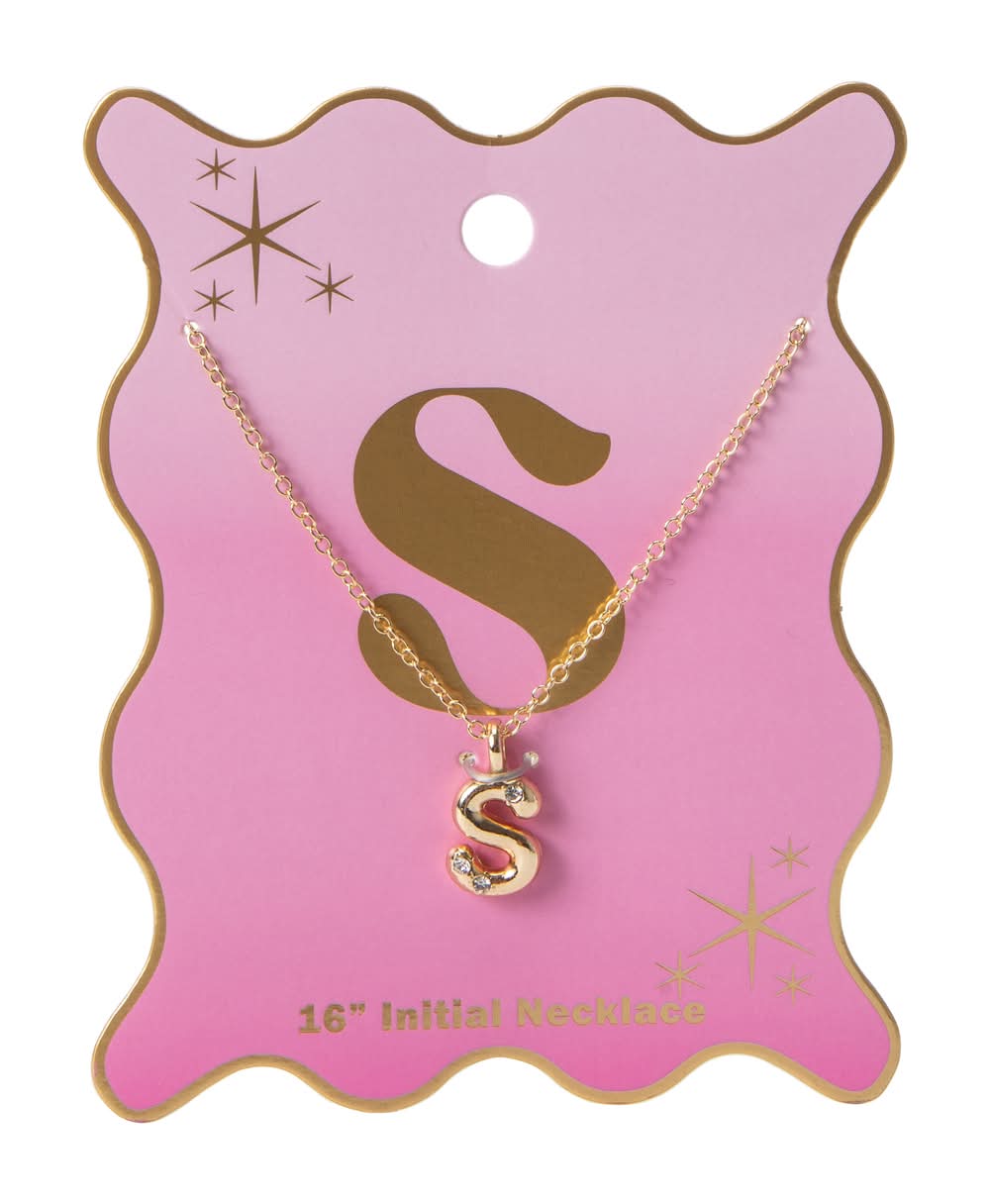 Initial Letter Necklace Floral Bubble S