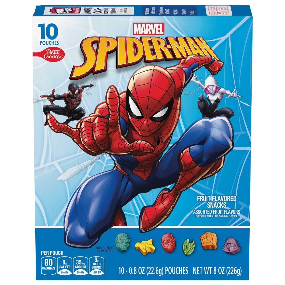 Betty Crocker Marvel Spider-Man Fruit Snack, Assorted (0.8 oz, 10 ct)