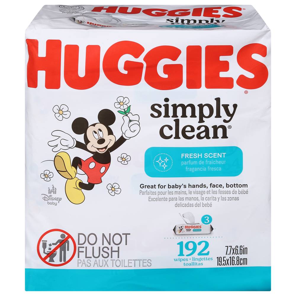 Huggies Simply Clean Fresh Scent Baby Wipes (3 x 64 ct)