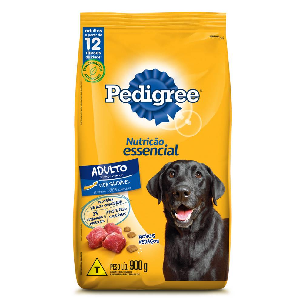 Pedigree · Ração seca nutrição essencial sabor carne para cães adultos (900 g)