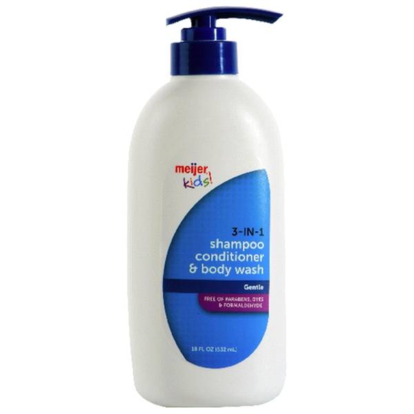 Meijer Kids 3-in-1 Shampoo Conditioner Body Wash, Gentle, 18 oz.