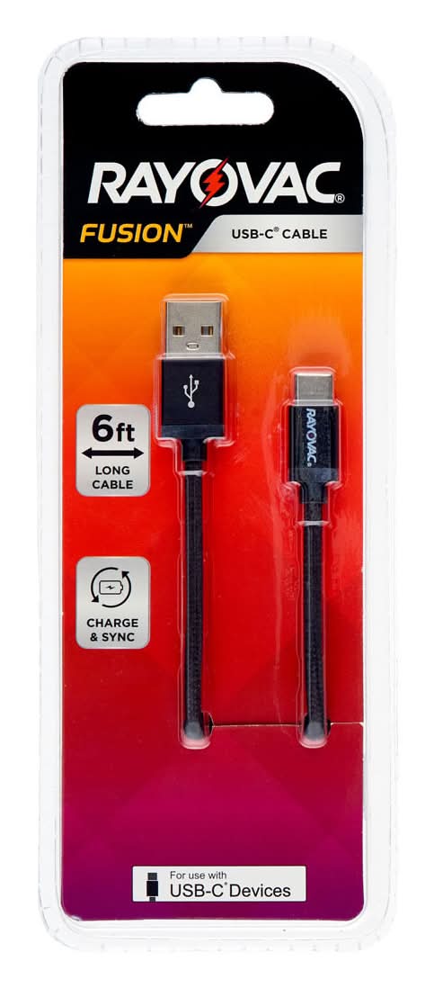 Rayovac Fusion Usb-C Charging Cable, 6 ft