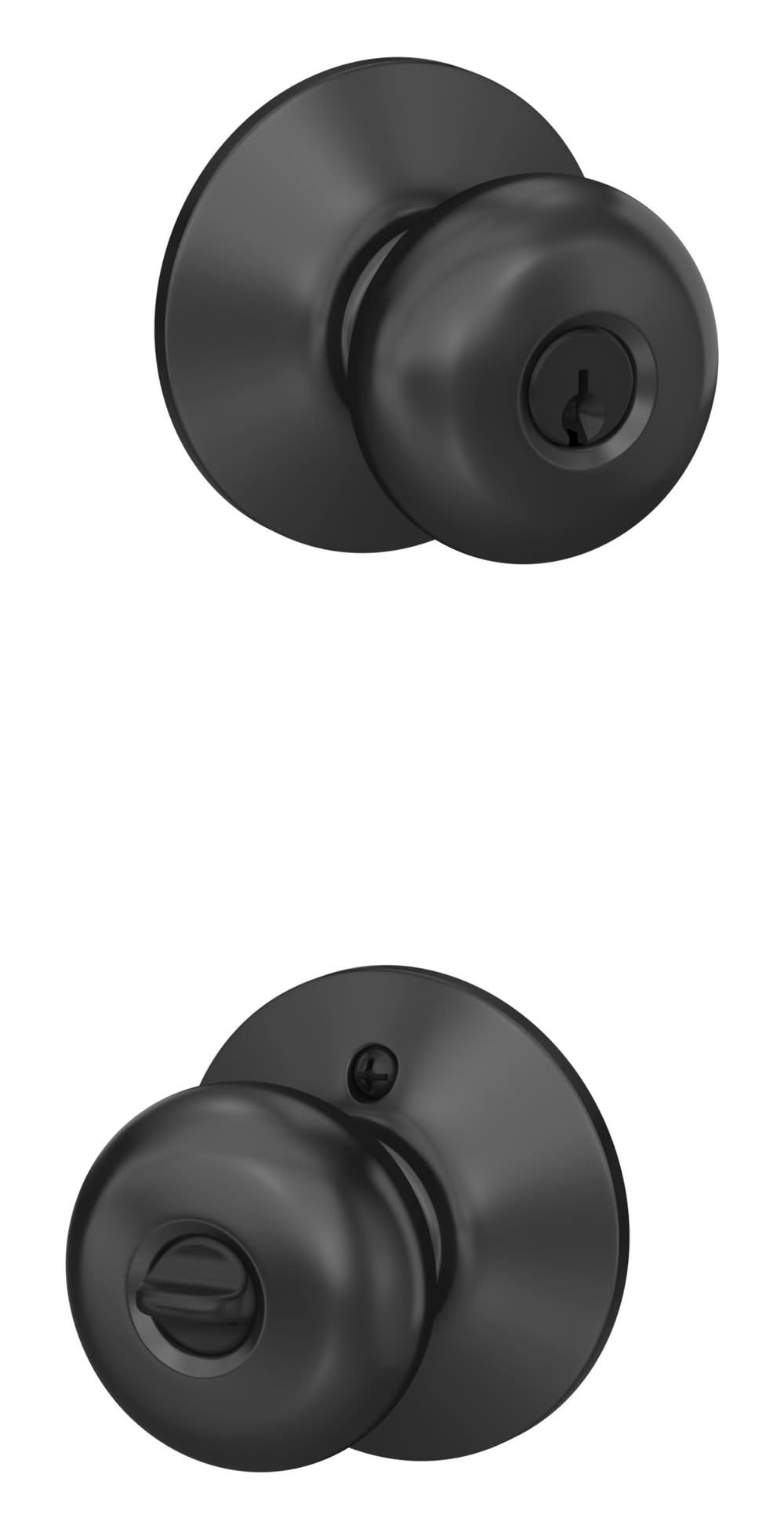 Schlage Plymouth Matte Black Exterior Keyed Entry Door Knob