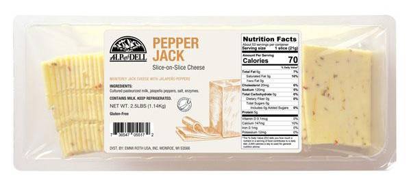 Alp and Dell Sliced Pepper Jack Cheese (40 oz)