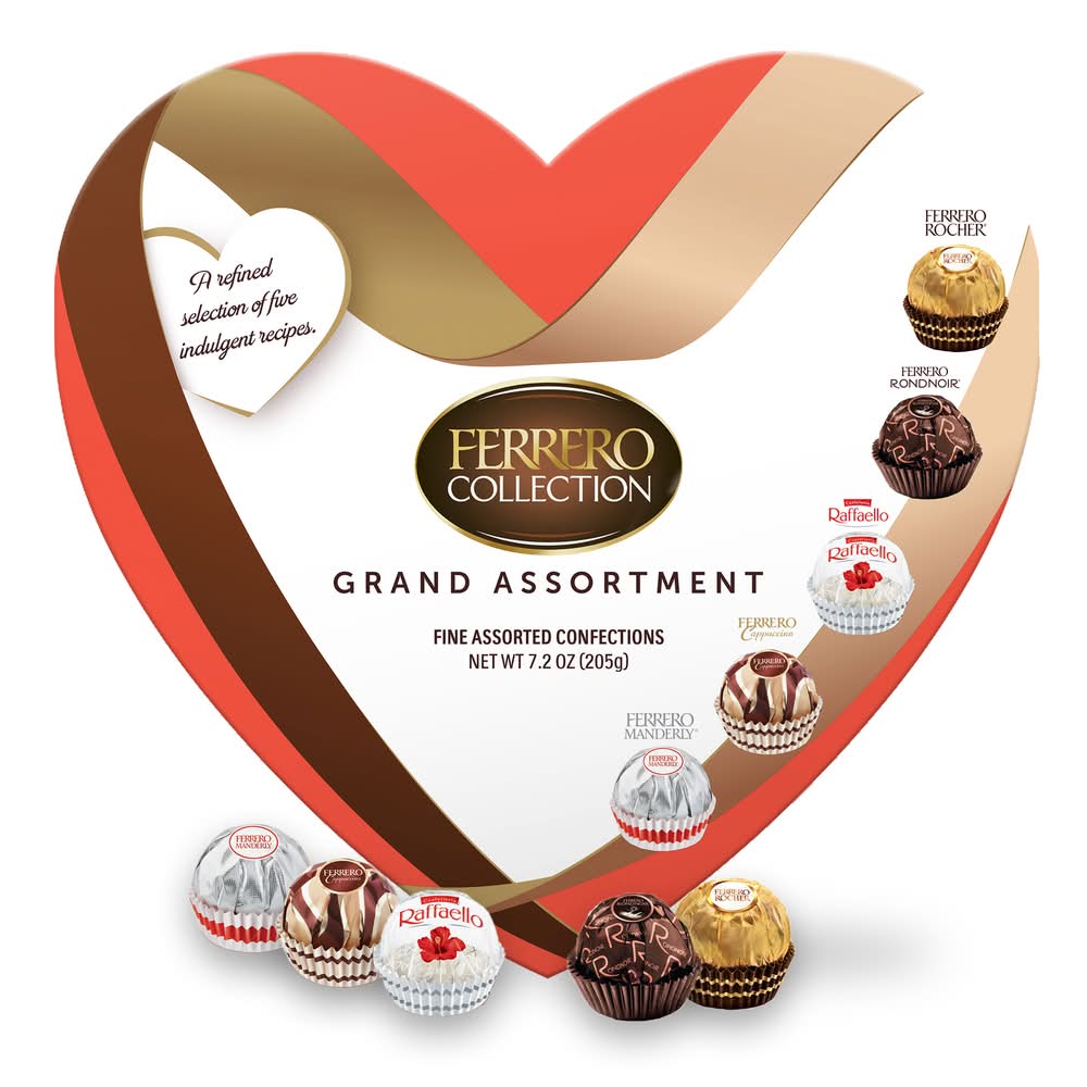 Ferrero Collection Grand Assortment Heart Valentines Chocolate Gift Box, Assorted (7.2 oz)