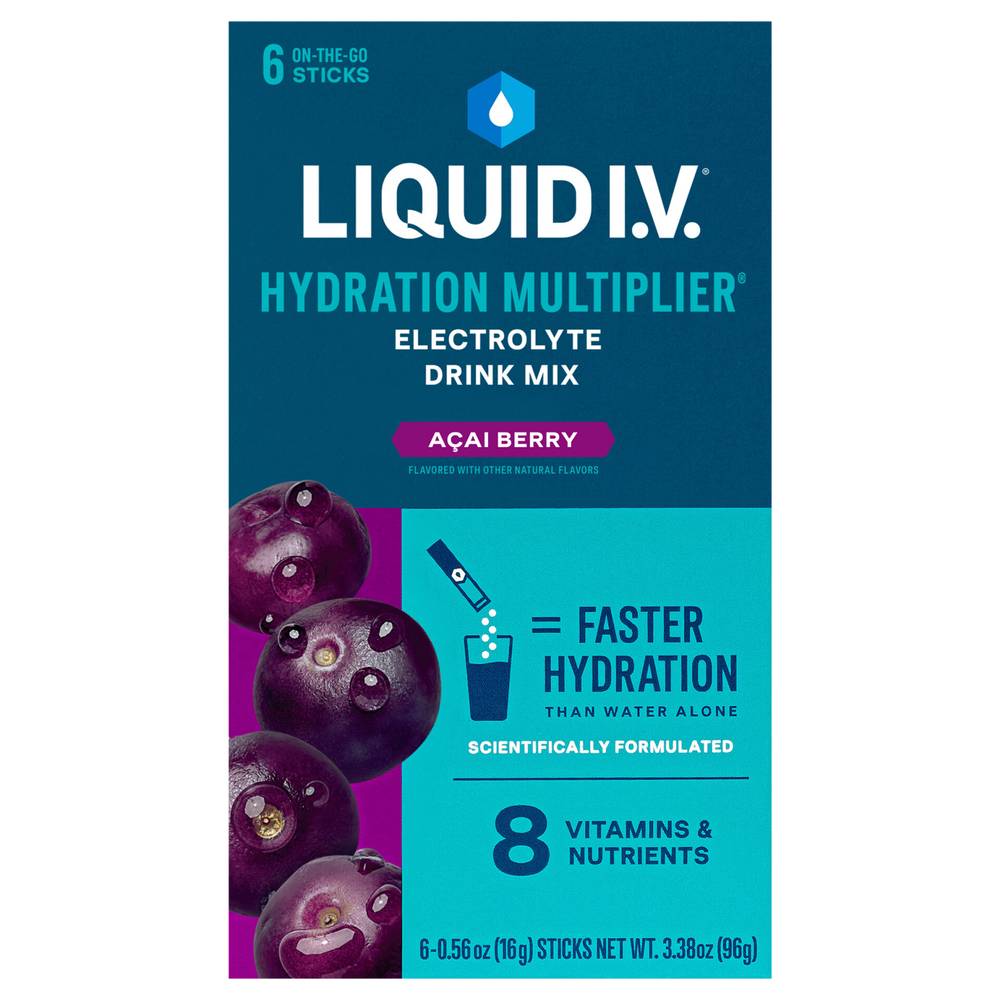 Liquid I.v. Hydration Multiplier Electrolyte Drink Mix (6 ct) (3.38 oz) (acai berry)