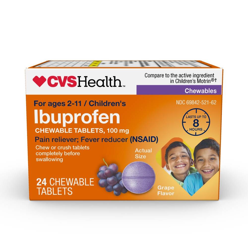 CVS Health Junior Strength Ibuprofen Chewable Tablets, Grape (24 ct)