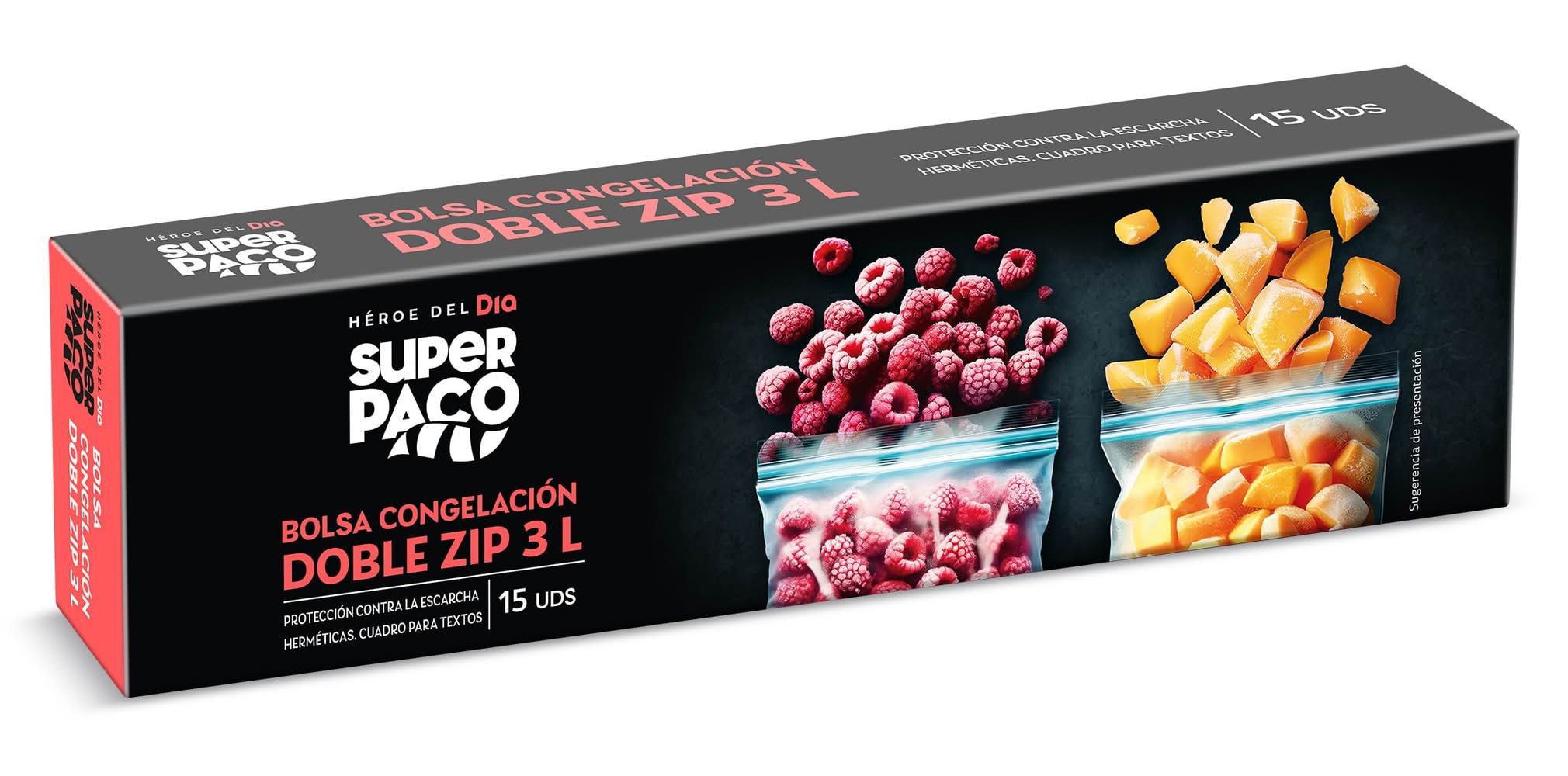 Bolsas De Congelación Doble Zip 3 Litros Super Paco De Dia Caja 15 Unidades