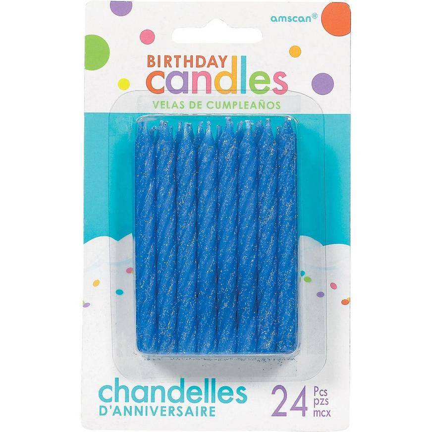 Party City Glitter Spiral Birthday Candles, Royal Blue (24 ct)