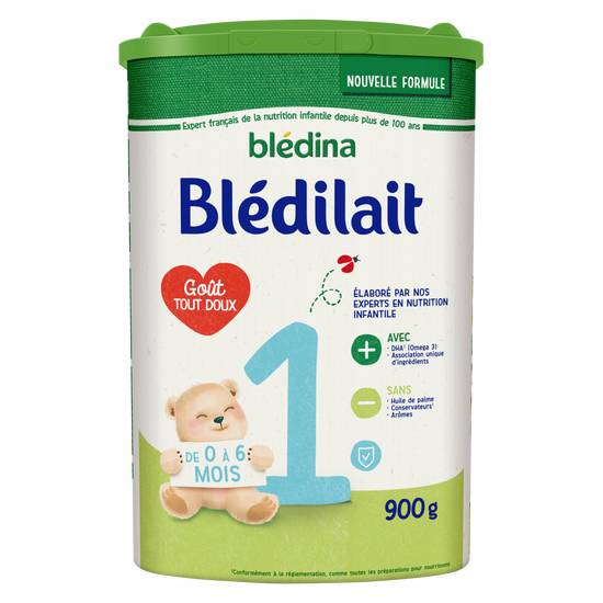 Blédina - Bledilait en poudre bébé 1er âge de 0 à 6 mois (900 g)